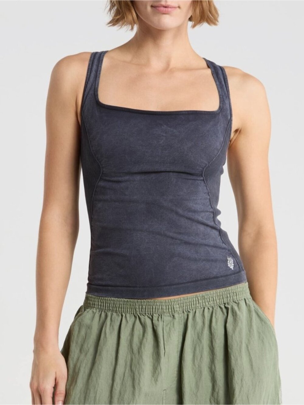 NWT Free People 🌀 Good Karma Long Performance Tank in Black